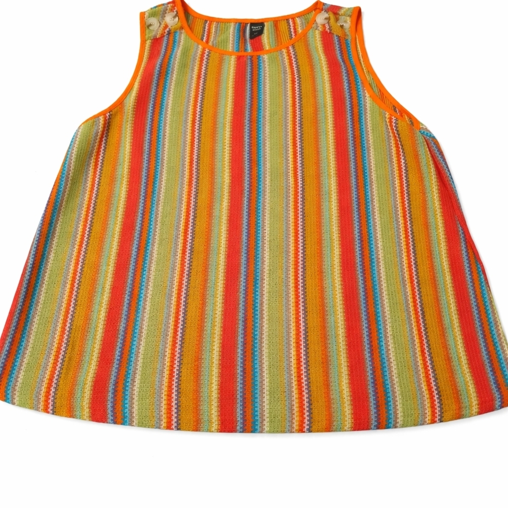 Plus Size 1X Multi-Stripe Sleeveless Knit Top